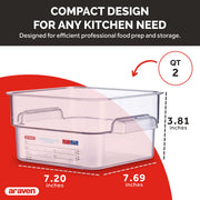 Polycarbonate Square Food Container by Araven – 2 qt, 0.68 cubic_feet, Polycarbonate (PC), Clear, Model 91900