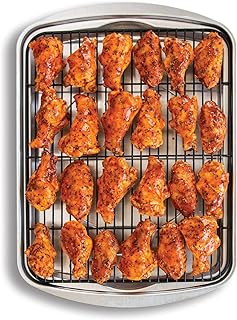 Nordic Ware Oven Crisp Baking Tray 2pc Set Includes Pan and Rack; Natural Aluminum For Air Frying, Crisping, Broiling, Baking; Cooking Surface 17 x 12 Inches
