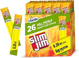 Slim Jim Smoked Jerky Snack Sticks, Vlasic Dill Pickle, 0.28 oz., 26-ct