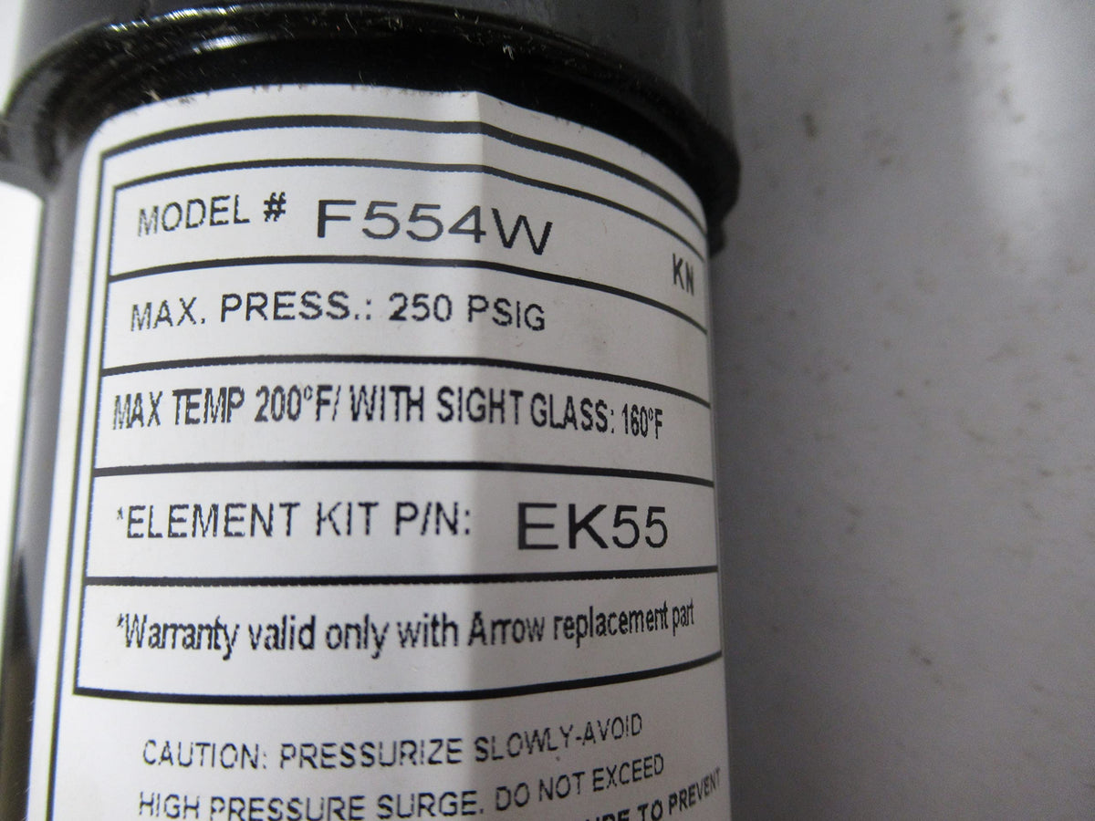 New Coalescing Filter 1/2" 37 CFM by Arrow Pneumatics – Zinc, Black, Model F554W