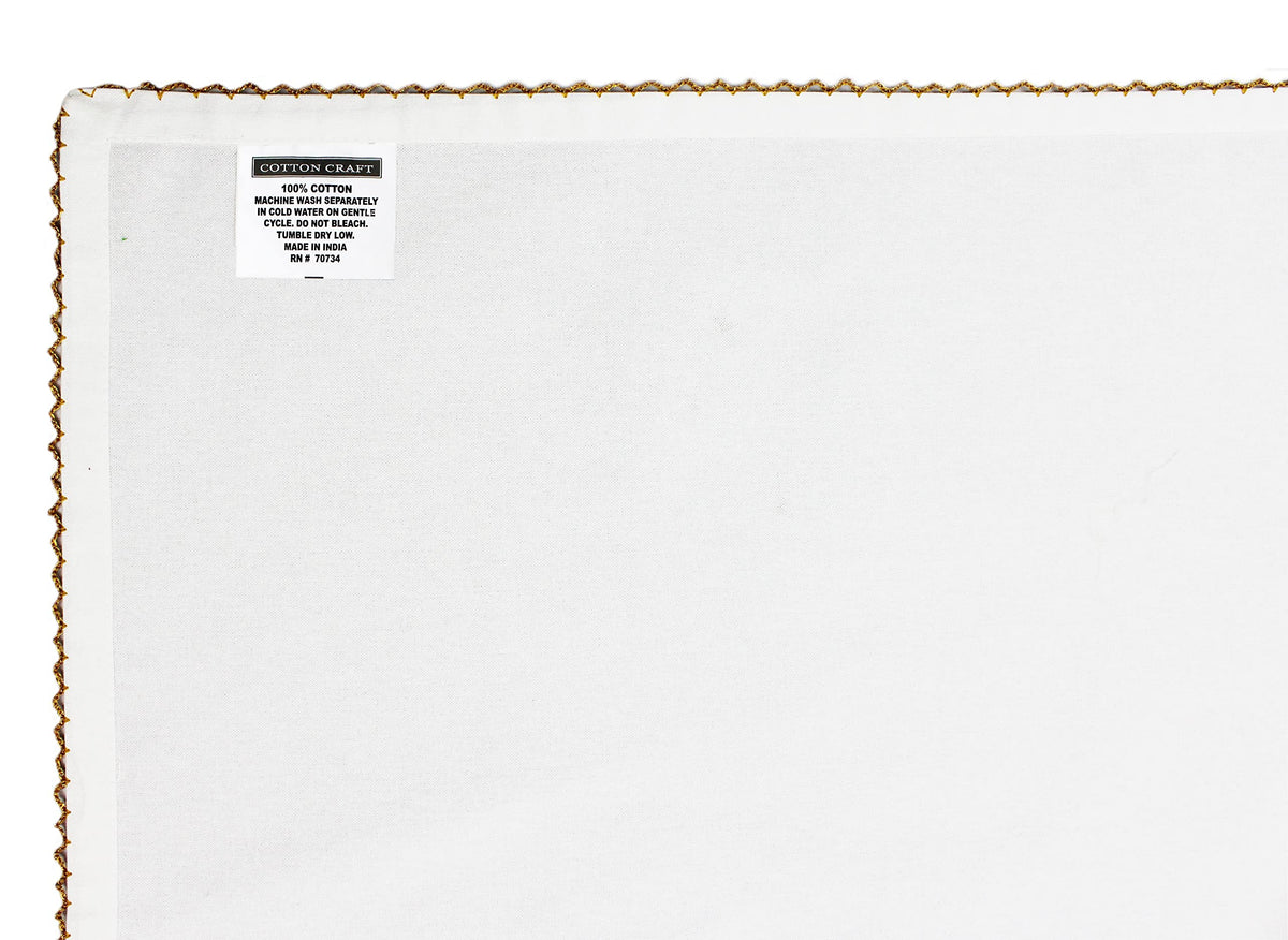 Cotton Craft Dinner Napkins, 17x17 Inch Set of 12, Metallic Gold Lace