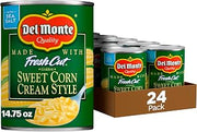 Del Monte FRESH CUT Golden Sweet Canned Cream Corn, Canned Vegetables, 24 Pack, 14.75 oz Can