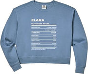 Womens Elara Nutrition Facts Name Comfort Colors Crop Sweatshirt