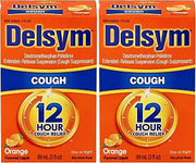 Delsym 12 Hour Cough Relief Liquid- Day Or Night, Orange Flavor Cough Medicine With Dextromethorphan Helps Quiet Cough By Suppressing Cough Reflex, 3 oz. (Pack of 2)