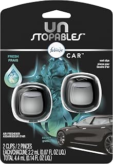 Febreze Vent Clip Car Air Freshener, Odor Eliminator, Unstopables Fresh Scent, 2 CLIPS