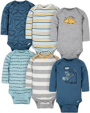 Gerber Baby Boys 6-Pack Long Sleeve Onesies Bodysuit
