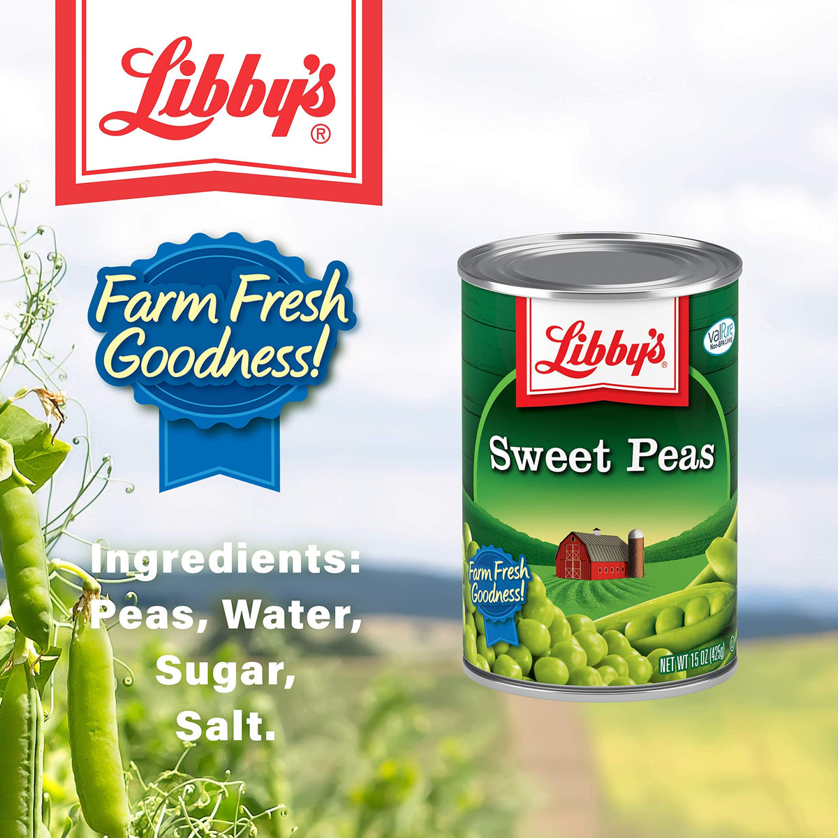 Sweet Peas Cans by Libby's – 15 Ounce (Pack of 12), Pack of 12