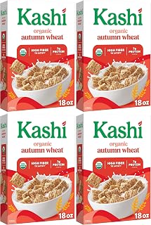 Kashi Breakfast Cereal, Organic, Whole Grain, Autumn Wheat, 18oz Box (1 Box) (Pack of 4)