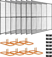 FenceScreen Black-Coated Welded Wire Temporary Fence Panel Kit ï¿½ Includes | Base Stand and Clamps ï¿½ Easily Movable & Portable Fencing System (8ft x 50ft) | Heavy Duty | UV & Weather Resistant