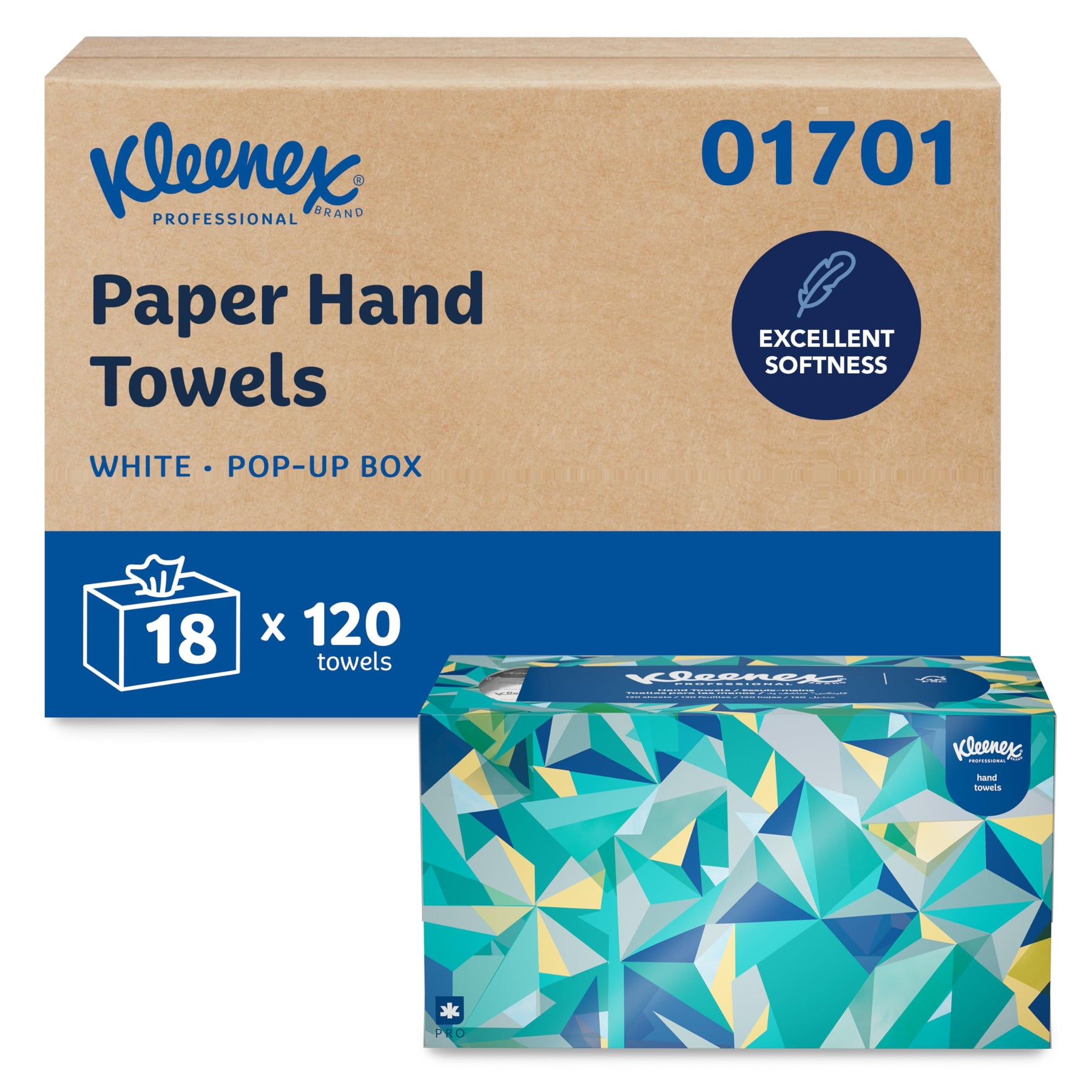 Kleenex Professional Paper Hand Towels, Bulk, 18 Boxes x 120 Sheets (01701)