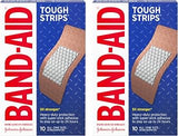 Band-Aid Brand Sterile Tough Strips Adhesive Bandages for First Aid & Wound Care, Durable Protection & Comfort for Minor Cuts & Scrapes, Heavy-Duty Fabric Bandages, Extra Large, 10 ct (Pack of 2)