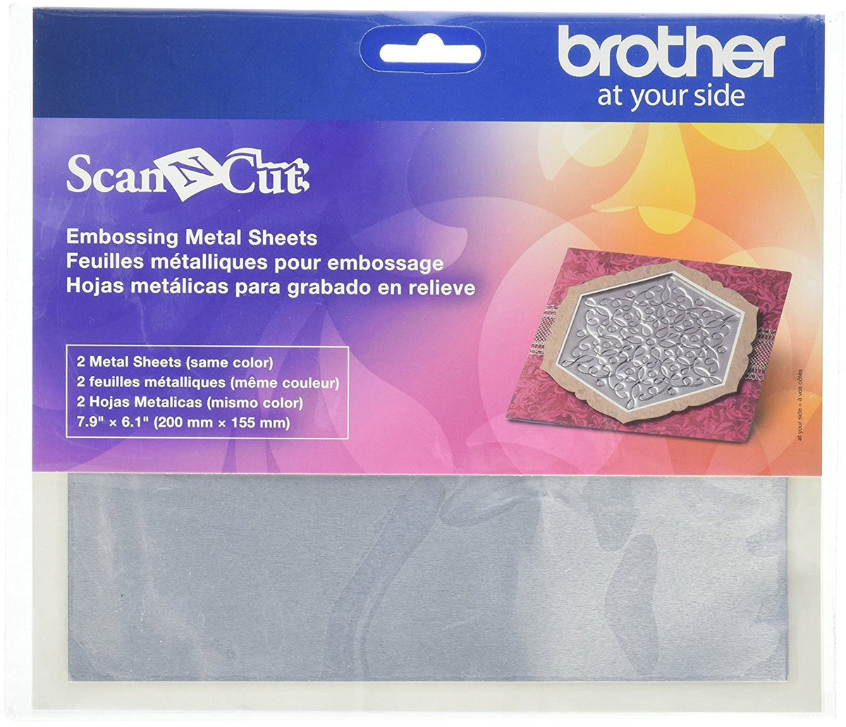 ScanNCut Embossing Silver Metal Sheets by Brother – 200mm x 155mm, Metal, Silver, Model CAEBSSMS1