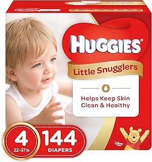 HUGGIES Little Snugglers Baby Diapers, Size 4, 144 Count, Unisex-Babies