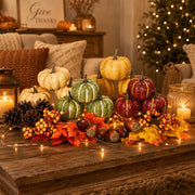Keeplush Artificial Pumpkins and Fall Accents, 30 Piece Assorted Set, Multicolor