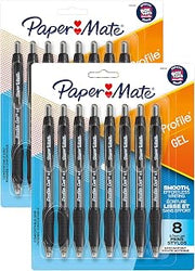 Paper Mate Gel Pen, Profile Retractable Pen, Medium Point (0.7mm), Black Ink, 16 Count