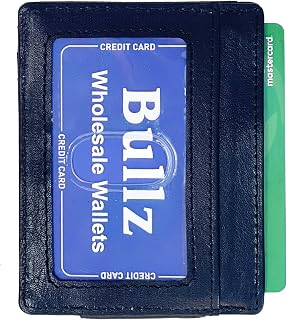 Bullz Lambskin Leather Slim Front Pocket Minimalist Men's Magnetic Money Clip Wallet (Black)