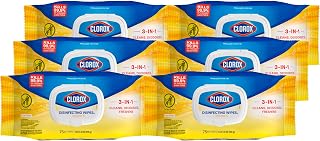 Clorox Disinfecting Cleaning Wipes Flex Pack, Bleach Free, Crisp Lemon, 75 Count (Pack May vary)