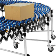 24" W Portable Flexible & Expandable Conveyor by Global Industrial – 32"L x 24"W x 10"H, Alloy Steel, Blue, Model 168111