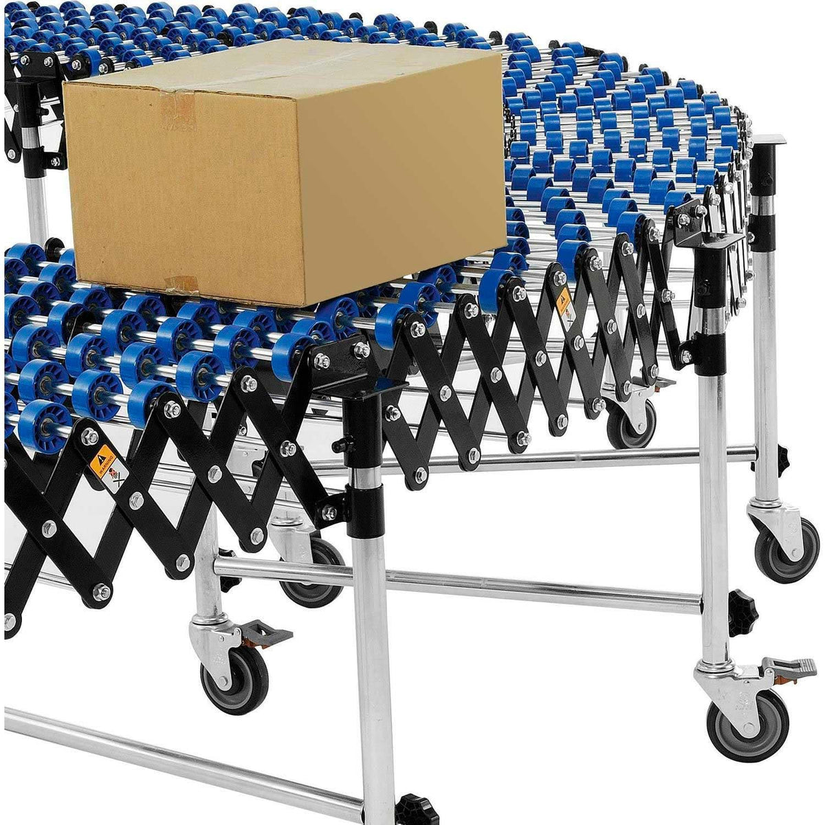 24" W Portable Flexible & Expandable Conveyor by Global Industrial – 32"L x 24"W x 10"H, Alloy Steel, Blue, Model 168111
