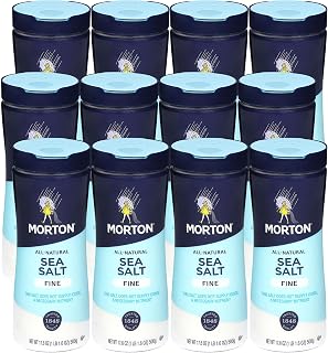 Morton Fine Sea Salt Shaker, Non Iodized Salt Shaker, 17.6 oz (Pack of 12)