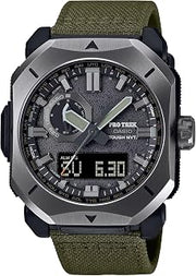 Casio PRW-6900 Series | Men’s Digital Analog Watch | Green | 100M WR | Solar Powered | Multi-Band 6 | Digital Compass | Altimeter | Barometer | Thermometer | World Time | Countdown Timer | 5 Alarms