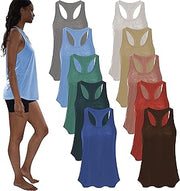 Women's Everyday Flowy Burnout Slub Racer Back Tanks | Active Workout Tops | Multi Packs & Colors