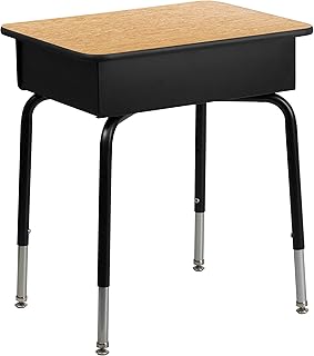 Flash Furniture Metal Student Desk with Open Book Box, Natural | Durable Construction, Commercial Use