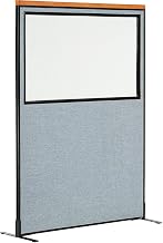 Global Industrial 48-1/4"W x 97-1/2"H Deluxe Freestanding Office Partition Panel with Partial Window, Blue
