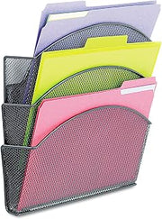 Safco 4175BL Onyx Magnetic Mesh Panel Accessories 3 File Pocket 13 x 4 1/3 x 13 1/2. Black