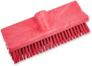 SPARTA 40423EC05 Plastic Floor Scrub Brush, Wall Brush, Equipment Brush with Nonabsorbent Bristles for Industrial Kitchens, Hospitals, Commercial Cleaning, 10 Inches, Red