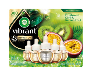 Scented Oil - Vibrant Refill Rainforest Kiwi & Passionfruit 5 ct. by Air Wick – 3.38 Fl Oz (Pack of 1), Green, Model 6233801072