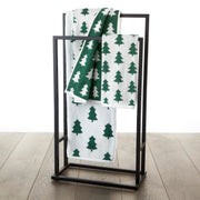 SKL Home Holiday Trees Hand Towel Set, 2 Piece, Green and White