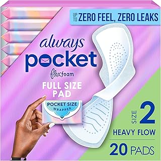 Always Pocket Flexfoam Pads, Size 2, Heavy, with Wings, 20 Count