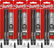 Sharpie Felt Tip Pens, Medium Point (0.8mm), Black Ink, 8 Count