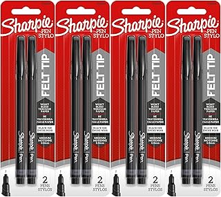 Sharpie Felt Tip Pens, Medium Point (0.8mm), Black Ink, 8 Count