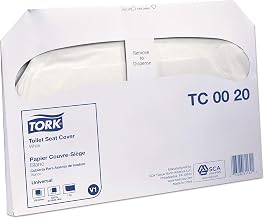 Tork TC0020 Universal 1/2 Fold Single-Ply Toilet Seat Cover, White