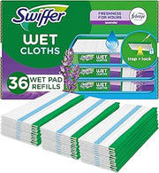 Swiffer Sweeper Wet Mopping Cloth Multi Surface Refills, Mops for Floor Cleaning, Febreze Lavender Scent, 36 Count