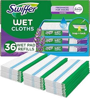Swiffer Sweeper Wet Mopping Cloth Multi Surface Refills, Mops for Floor Cleaning, Febreze Lavender Scent, 36 Count