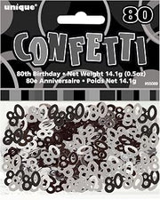 Unique Party 55089 - Glitz Black Foil 80th Birthday Confetti