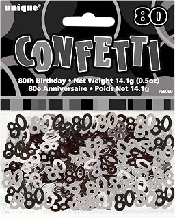 Unique Party 55089 - Glitz Black Foil 80th Birthday Confetti
