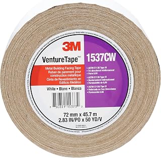 3M Metal Building Facing Tape 1537CW, White, 72 mm x 45.7 m (Pack of 1)