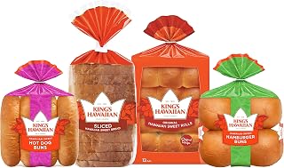 King's Hawaiian KING’S HAWAIIAN Ultimate Grilling Variety Pack, 1 Pack Sliced Hawaiian Sweet Bread, 1 Pack Original Hawaiian Sweet Rolls, 1 Pack Hawaiian Sweet Hot Dog Buns, 1 Pack Hawaiian Sweet Hamburger Buns, (Pack of 4)