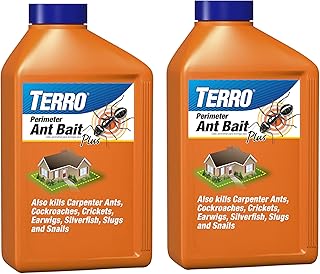 TERRO Perimeter Outdoor Ant Bait Plus, 2-Pack, 2 lb Shaker Canisters | Attracts and Kills Carpenter Ants, Roaches, Crickets, Earwigs, Silverfish, Slugs & Snails for Pest Control, 4-Week Protection