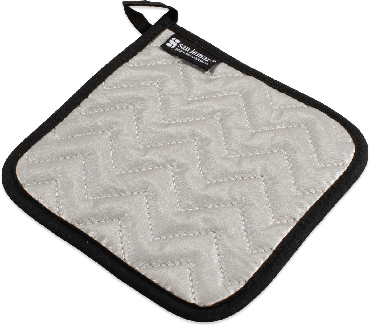 Carlisle FoodService Products Silicone Pot Holder by San Jamar – 7" x 7", Cotton/Silicone, Silver, Model 802SPH
