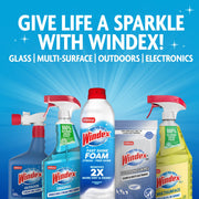 Refill Original Blue Glass and Window Cleaner Bottles + 1 Reusable Spray Trigger by Windex – 32 Fl Oz (Pack of 3), Original Glass Cleaner, Pack of 3, Model 343297