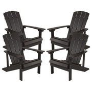 Charlestown Indoor/Outdoor Faux Wood Adirondack Chairs by Flash Furniture – Set of 4, Polyresin, Slate Gray, Model 4-JJ-C14501-SLT-GG