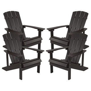 Charlestown Indoor/Outdoor Faux Wood Adirondack Chairs by Flash Furniture – Set of 4, Polyresin, Slate Gray, Model 4-JJ-C14501-SLT-GG