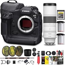 Canon EOS R1 Camera - 24MP with RF 200-800mm Lens (6577C002) Bundle | For Photography & Video | 24MP Full-Frame Mirrorless Camera | Full-Frame + 19x Batteries + 128GB CFexpress Memory Card + More