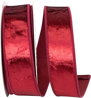 Reliant Ribbon Designer Plush Velvet Elite Wired Edge Ribbon, Ruby