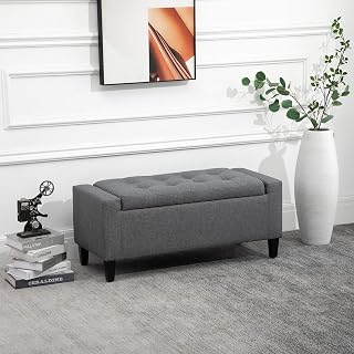 Versatile Storage Ottoman with Soft Linen-Like Fabric, Sturdy Wooden Legs, and Lift-Top Design for Living Room or Bedroom Organization
